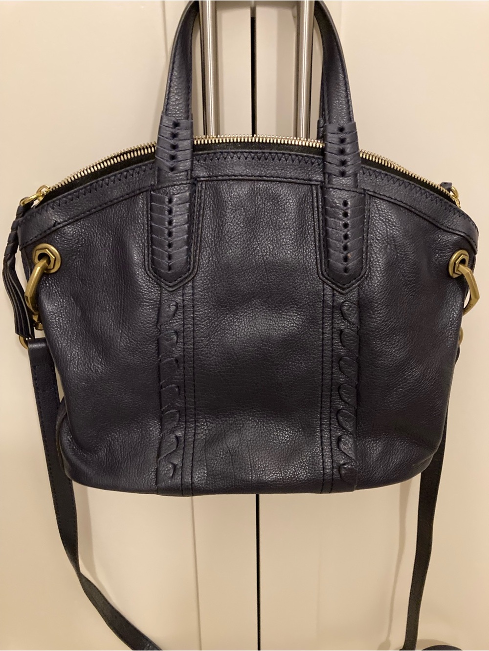 OrYANY Dark Indigo Pebbled Leather Women's Satchel Bag